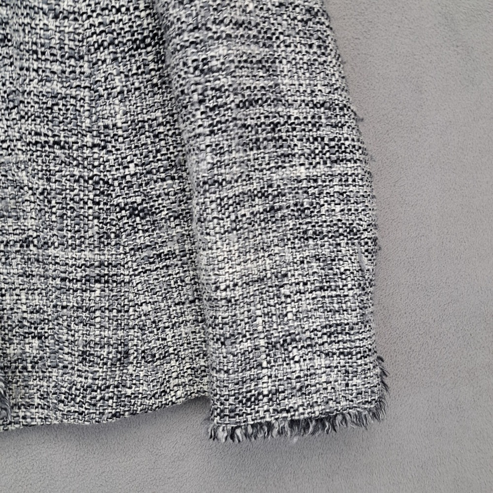 Talbots Woman Tweed Blazer Jacket Gray Fringe Collar Button Front 16W - Picture 7 of 9